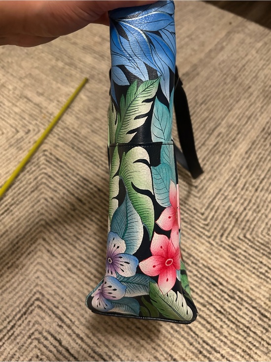 Anuschka Hand Painted Leather Tote Flamingo Fever Large  Anuschka Hand Painted Leather Tote Flamingo Fever Shoulder Bag Art To Wear